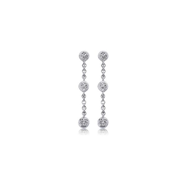 0.05 ct. t.w. Triple Diamond Drop Station 14K Gold Earrings