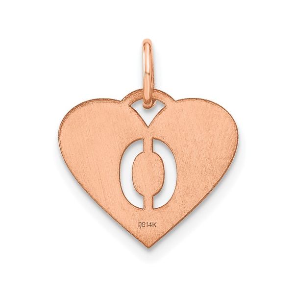 14k Rose Gold Initial Letter O Heart Initial Charm Image 3 L.I. Goldmine Smithtown, NY