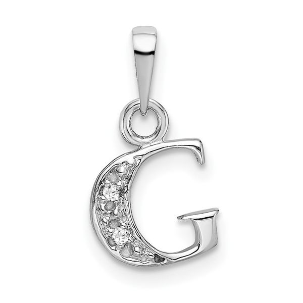14KW Rhodium-plated Diamond Letter G Initial Pendant L.I. Goldmine Smithtown, NY