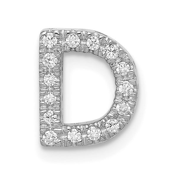 14K White Gold Diamond Letter D Initial Charm L.I. Goldmine Smithtown, NY