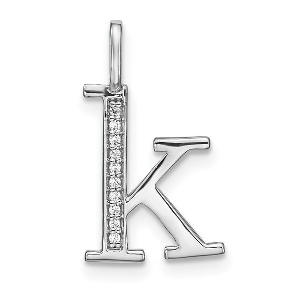 14K White Gold Diamond Lower Case Letter K Initial Pendant L.I. Goldmine Smithtown, NY
