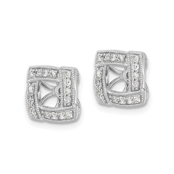 14k White Gold Diamond Square Earring Jackets Image 4 L.I. Goldmine Smithtown, NY