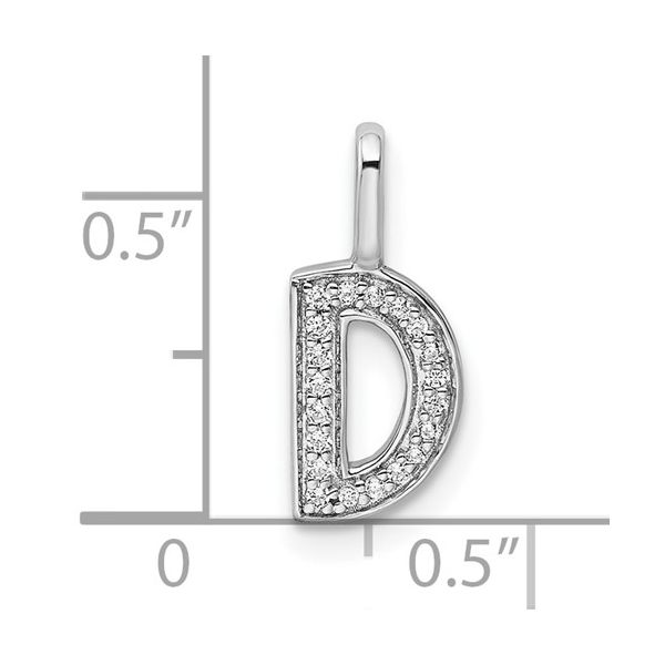14K White Gold Diamond Letter D Initial Pendant Image 5 L.I. Goldmine Smithtown, NY