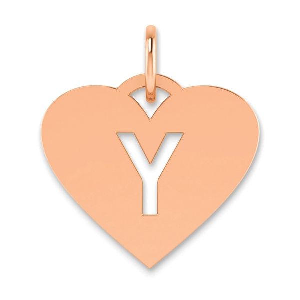 14k Rose Gold Initial Letter Y Heart Initial Charm L.I. Goldmine Smithtown, NY