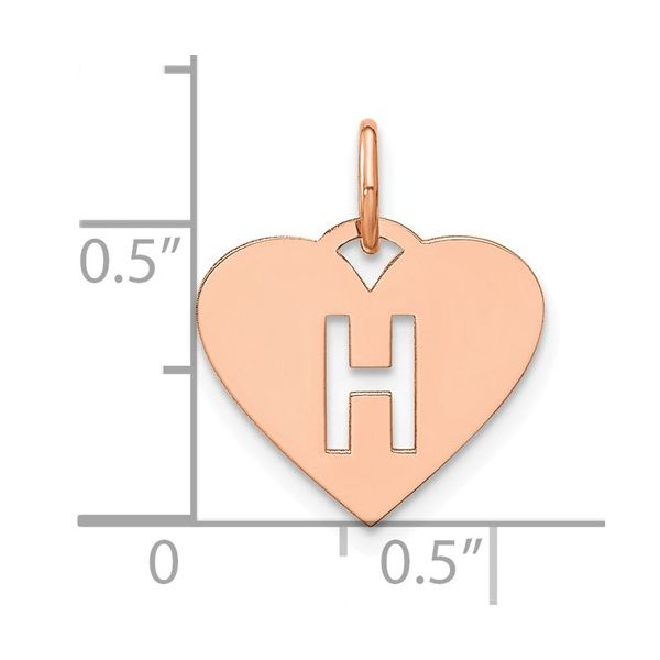 14k Rose Gold Initial Letter H Heart Initial Charm Image 4 L.I. Goldmine Smithtown, NY