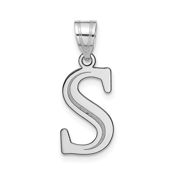 14kw Polished Etched Letter S Initial Pendant L.I. Goldmine Smithtown, NY