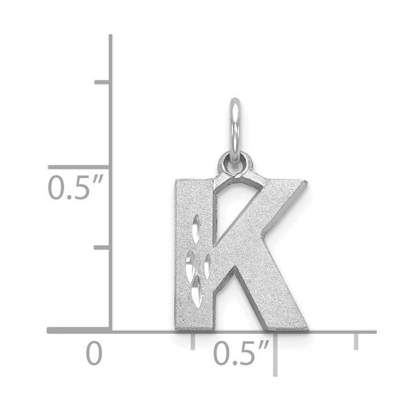 14KW Satin Diamond-cut Letter K Initial Charm Image 3 L.I. Goldmine Smithtown, NY