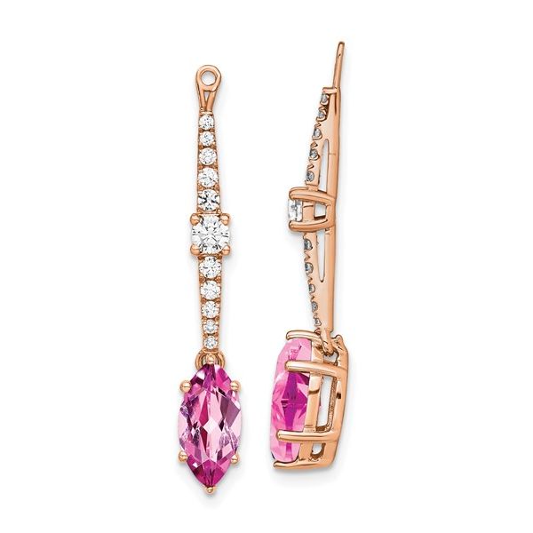 14K Rose Gold Lab Grown Diamond and Created Pink Sapphire Earring Jackets L.I. Goldmine Smithtown, NY