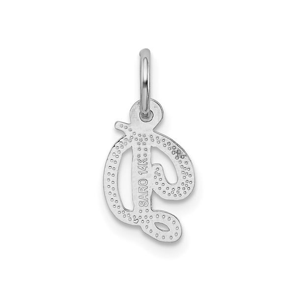 14KW White Gold Casted Script Letter D Initial Charm Image 4 L.I. Goldmine Smithtown, NY