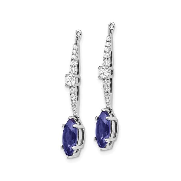 14K White Gold Lab Grown Diamond and Created Blue Sapphire Earring Jackets Image 2 L.I. Goldmine Smithtown, NY
