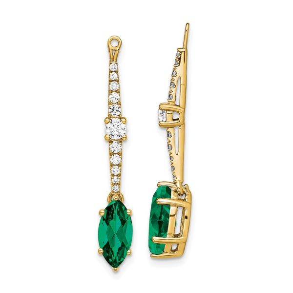 14K Lab Grown Diamond and Created Emerald Earring Jackets L.I. Goldmine Smithtown, NY