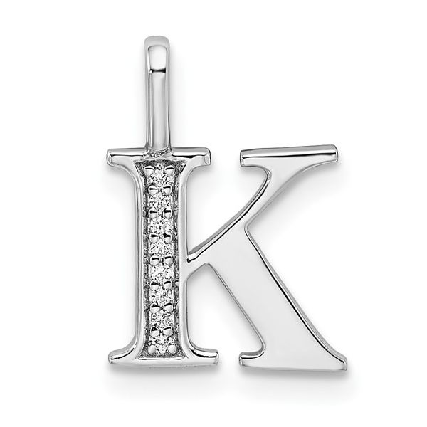 14K White Gold Diamond Letter K Initial Pendant L.I. Goldmine Smithtown, NY