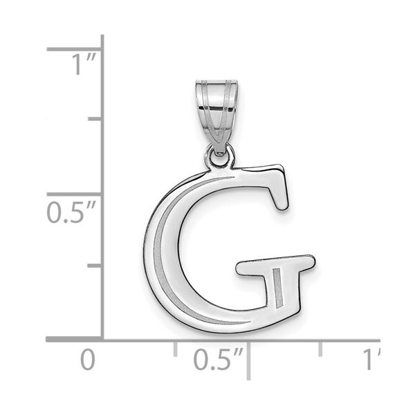 14kw Polished Etched Letter G Initial Pendant Image 4 L.I. Goldmine Smithtown, NY