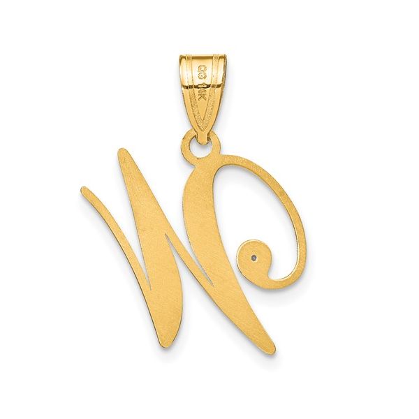 14KY Script Letter W Initial Pendant with Diamond Image 3 L.I. Goldmine Smithtown, NY