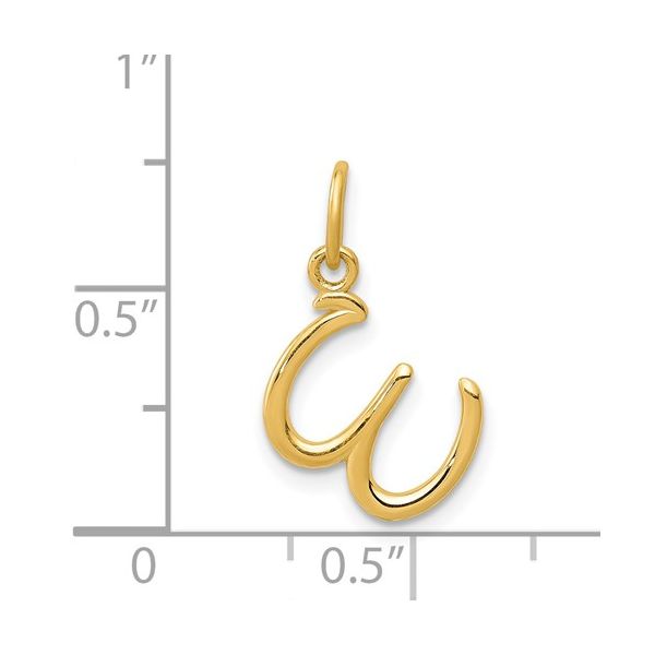 14k Yellow Gold Letter W Initial Charm Image 4 L.I. Goldmine Smithtown, NY