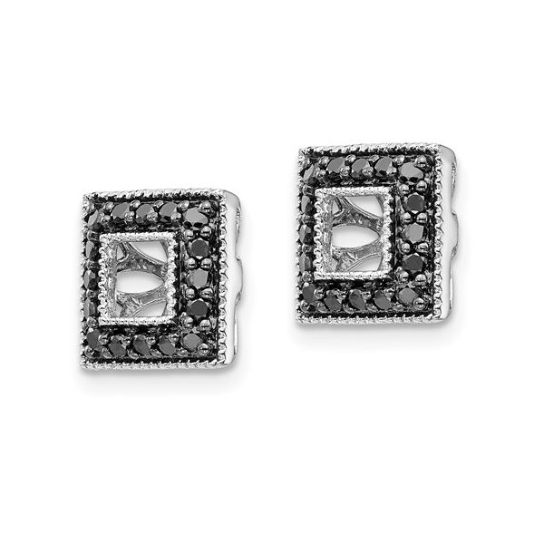 14k White Gold Black Diamond Square Jacket Earrings Image 4 L.I. Goldmine Smithtown, NY