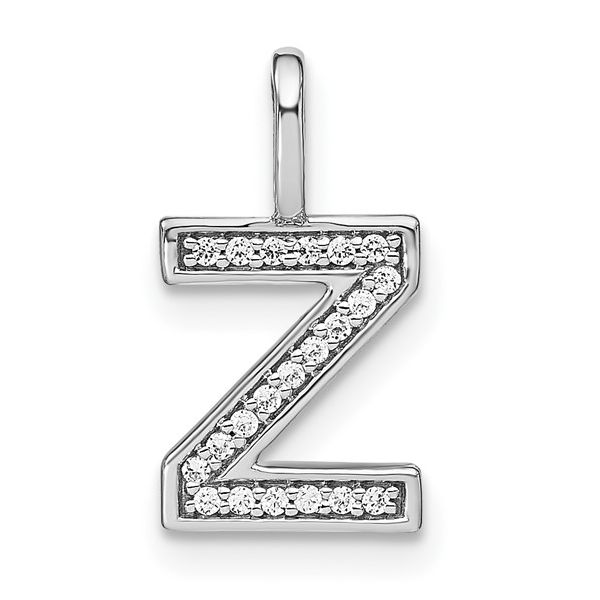 14K White Gold Diamond Lower Case Letter Z Initial Pendant L.I. Goldmine Smithtown, NY