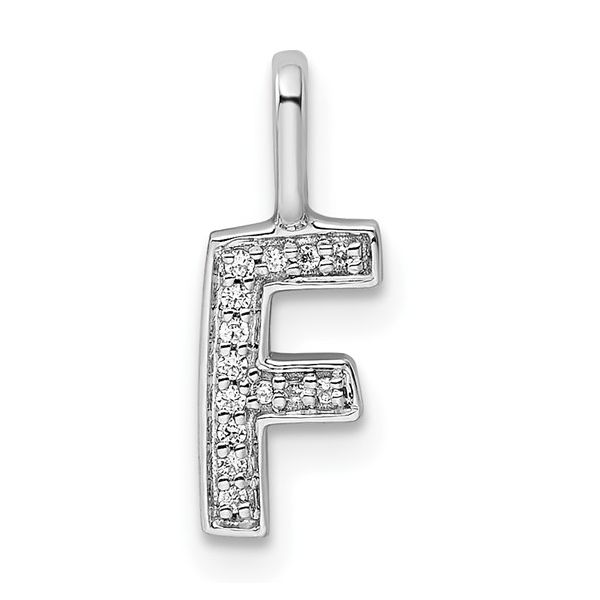 14K White Gold Diamond Letter F Initial Pendant L.I. Goldmine Smithtown, NY