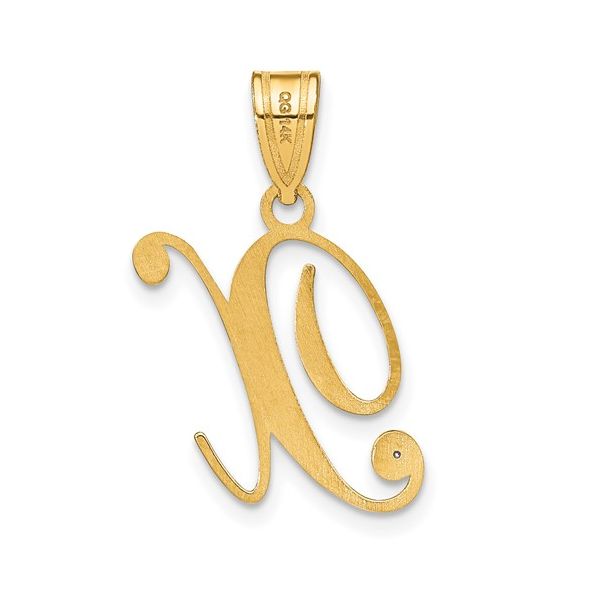 14KY Script Letter X Initial Pendant with Diamond Image 3 L.I. Goldmine Smithtown, NY
