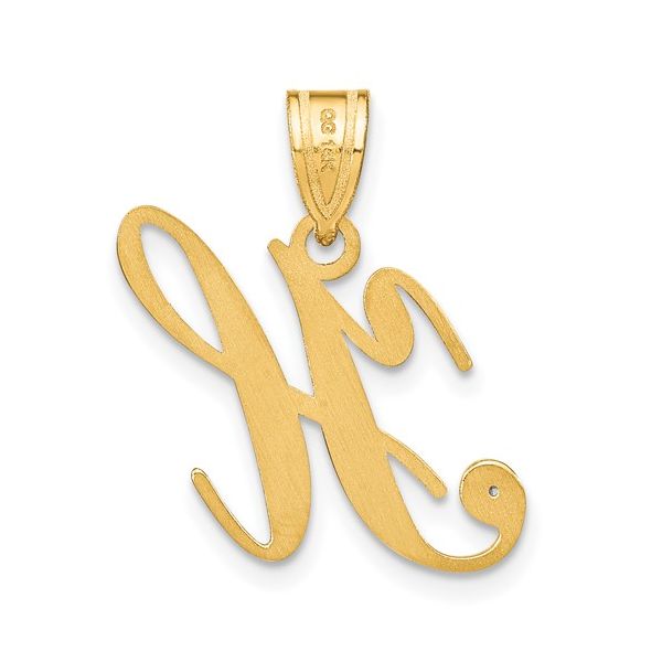 14KY Script Letter H Initial Pendant with Diamond Image 3 L.I. Goldmine Smithtown, NY