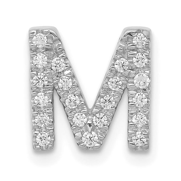 14K White Gold Diamond Letter M Initial Charm L.I. Goldmine Smithtown, NY