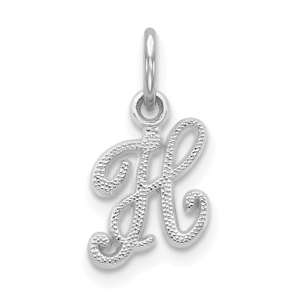 14KW White Gold Casted Script Letter H Initial Charm L.I. Goldmine Smithtown, NY