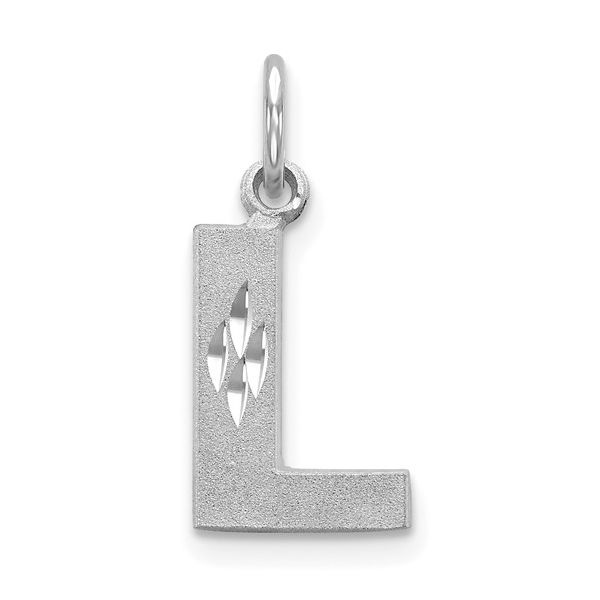 14KW Satin Diamond-cut Letter L Initial Charm L.I. Goldmine Smithtown, NY