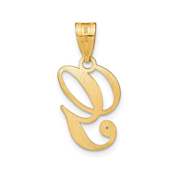 14KY Script Letter G Initial Pendant with Diamond Image 3 L.I. Goldmine Smithtown, NY