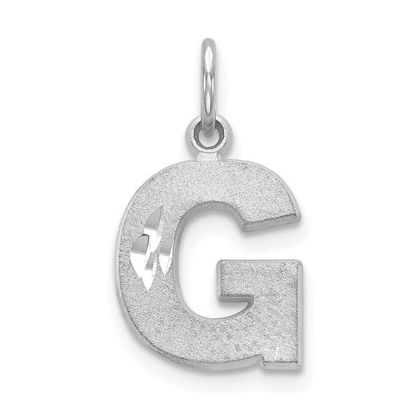 14KW Satin Diamond-cut Letter G Initial Charm L.I. Goldmine Smithtown, NY
