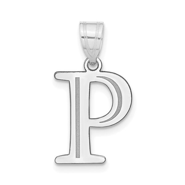 14kw Polished Etched Letter P Initial Pendant L.I. Goldmine Smithtown, NY