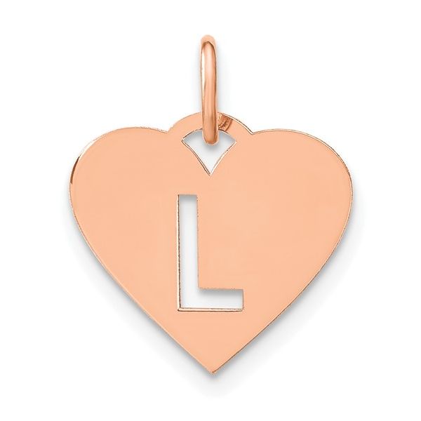 14k Rose Gold Initial Letter L Heart Initial Charm L.I. Goldmine Smithtown, NY