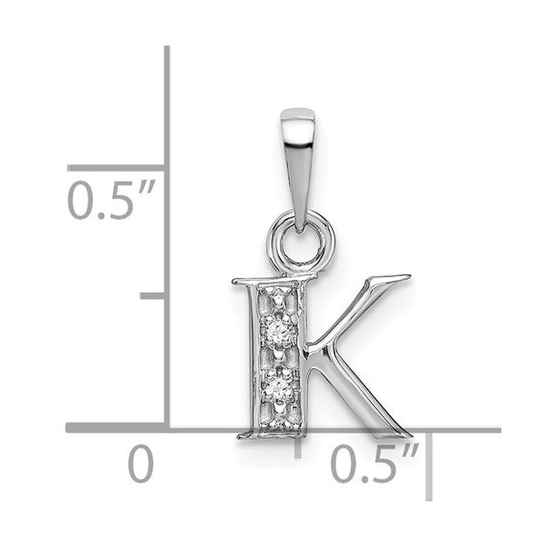 14KW Rhodium-plated Diamond Letter K Initial Pendant Image 3 L.I. Goldmine Smithtown, NY