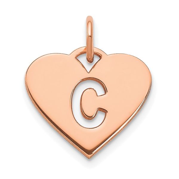 14k Rose Gold Initial Letter C Heart Initial Charm L.I. Goldmine Smithtown, NY