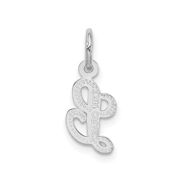 14KW White Gold Casted Script Letter L Initial Charm Image 3 L.I. Goldmine Smithtown, NY
