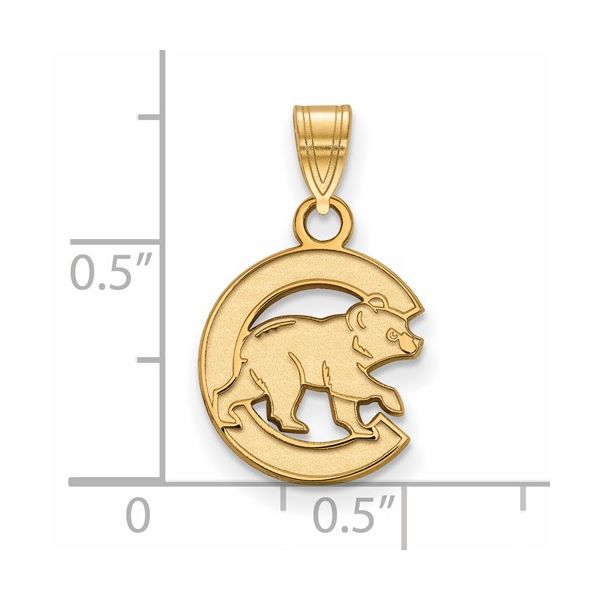 14k Gold MLB LogoArt Chicago Cubs Bear Cub in Letter C Small Pendant