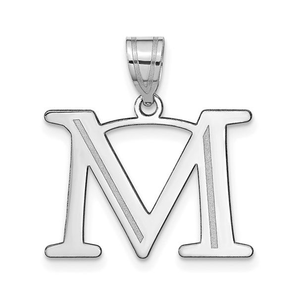 14kw Polished Etched Letter M Initial Pendant L.I. Goldmine Smithtown, NY