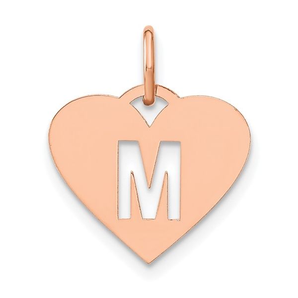 14k Rose Gold Initial Letter M Heart Initial Charm L.I. Goldmine Smithtown, NY