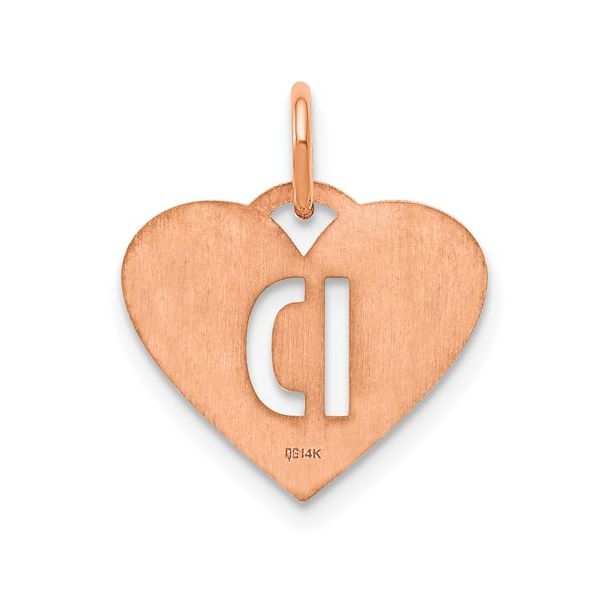 14k Rose Gold Initial Letter D Heart Initial Charm Image 3 L.I. Goldmine Smithtown, NY