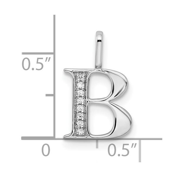 14K White Gold Diamond Letter B Initial Pendant