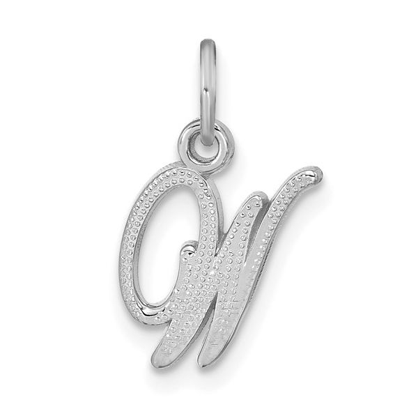 14KW White Gold Casted Script Letter W Initial Charm L.I. Goldmine Smithtown, NY