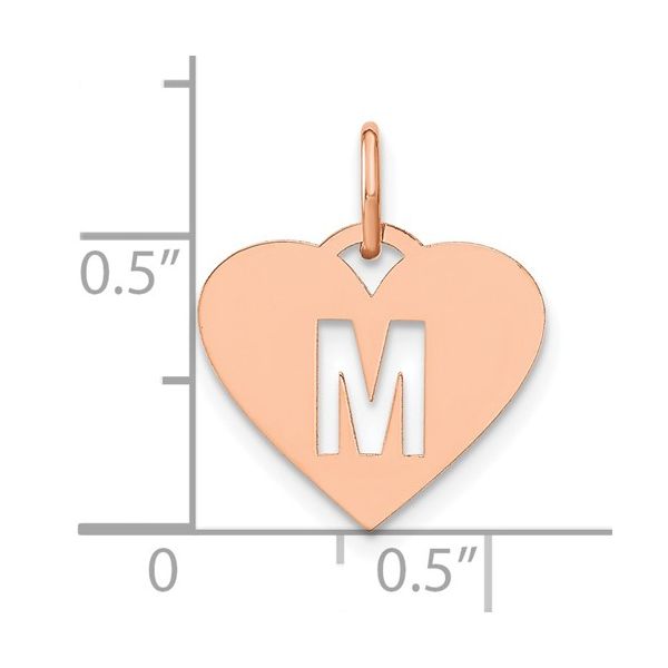 14k Rose Gold Initial Letter M Heart Initial Charm Image 4 L.I. Goldmine Smithtown, NY