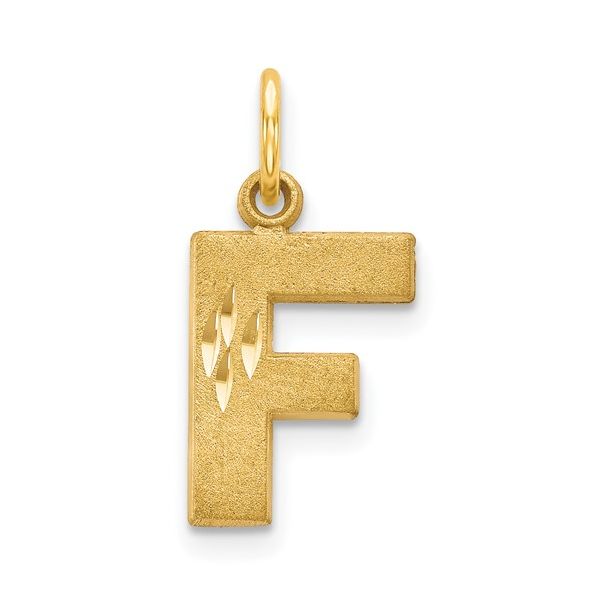 14KY Satin Diamond-cut Letter F Initial Charm L.I. Goldmine Smithtown, NY