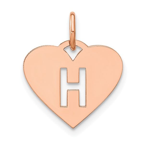 14k Rose Gold Initial Letter H Heart Initial Charm L.I. Goldmine Smithtown, NY