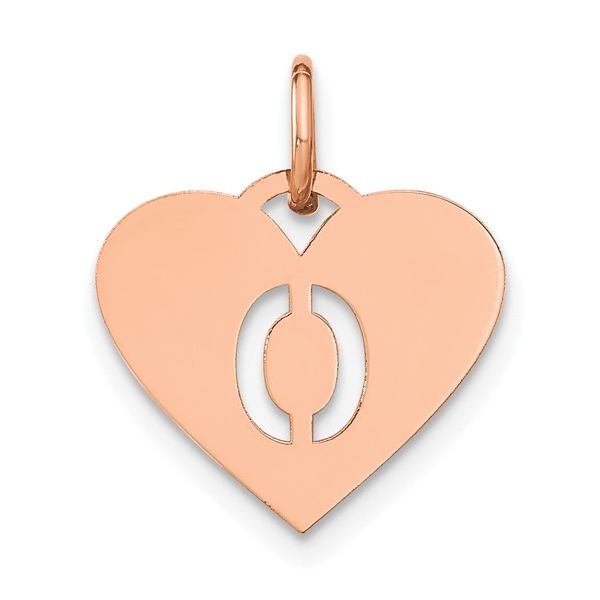 14k Rose Gold Initial Letter O Heart Initial Charm L.I. Goldmine Smithtown, NY