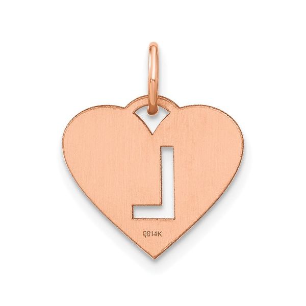 14k Rose Gold Initial Letter L Heart Initial Charm Image 3 L.I. Goldmine Smithtown, NY
