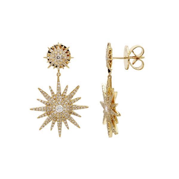starburst drop diamond earrings