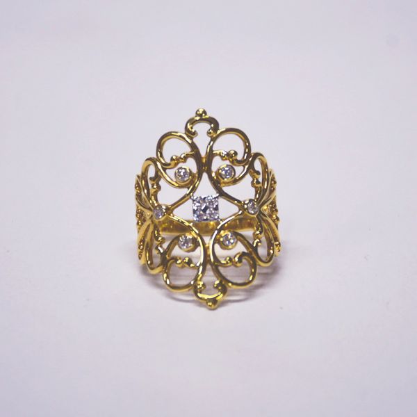 14K Two-Tone Yellow & White Gold Diamond Arabesque Ring McCoy Jewelers Bartlesville, OK