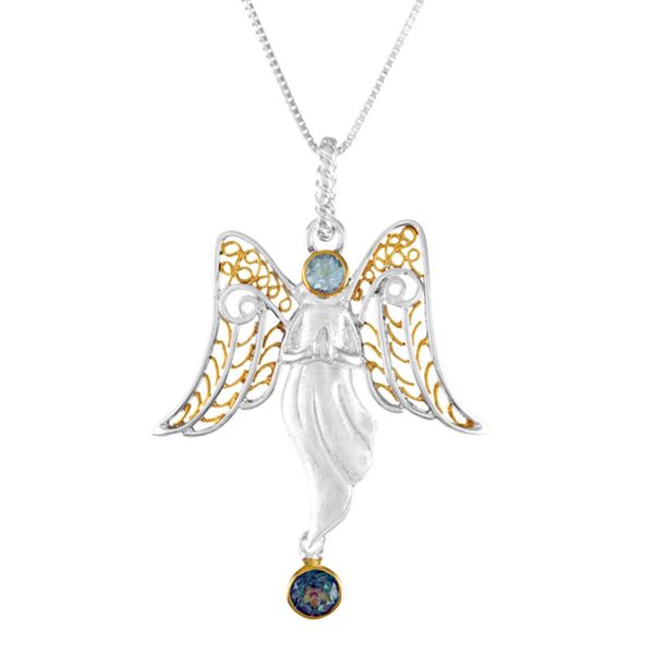 Sterling Silver, Vermeil & Topaz Angel Pendant McCoy Jewelers Bartlesville, OK