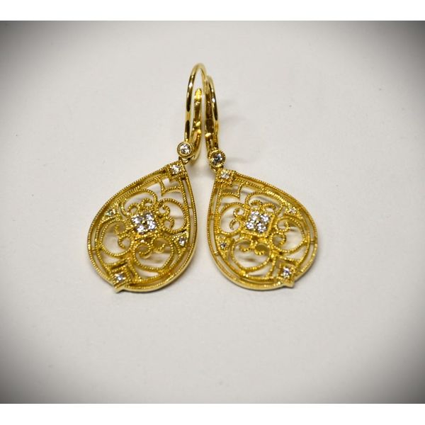 14K Yellow Gold & Diamond Vintage Style Earrings McCoy Jewelers Bartlesville, OK