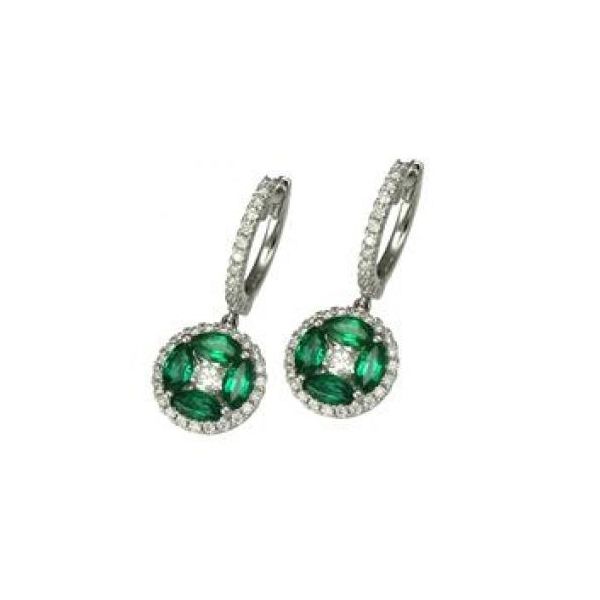 White Gold Emerald & Diamond Marquesa Earrings McCoy Jewelers Bartlesville, OK